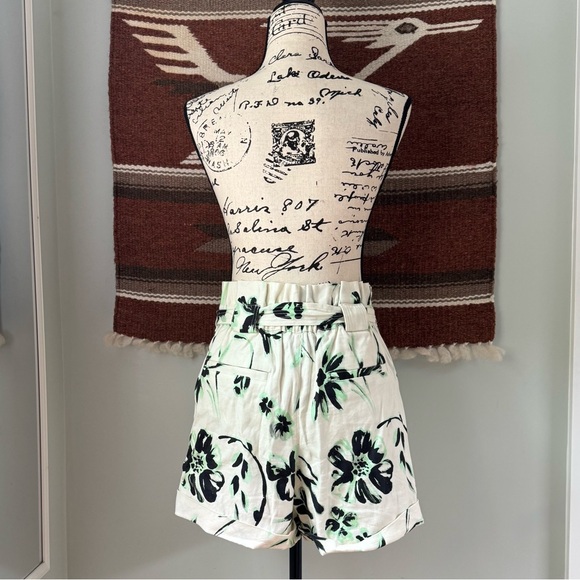 Tanya Taylor Linen Blend Belted Floral Shorts - Picture 4 of 9